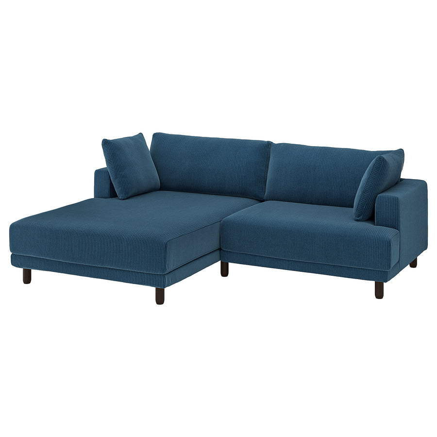UPPÅKRA 3-seat modular sofa, with chaise longue, left/Samsala dark blue, 254x95x180 cm