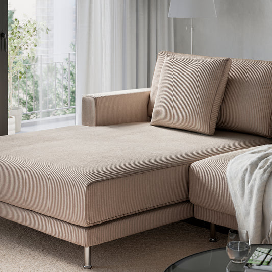UPPÅKRA 3-seat modular sofa, with chaise longue, left/Samsala grey-beige, 254x95x180 cm