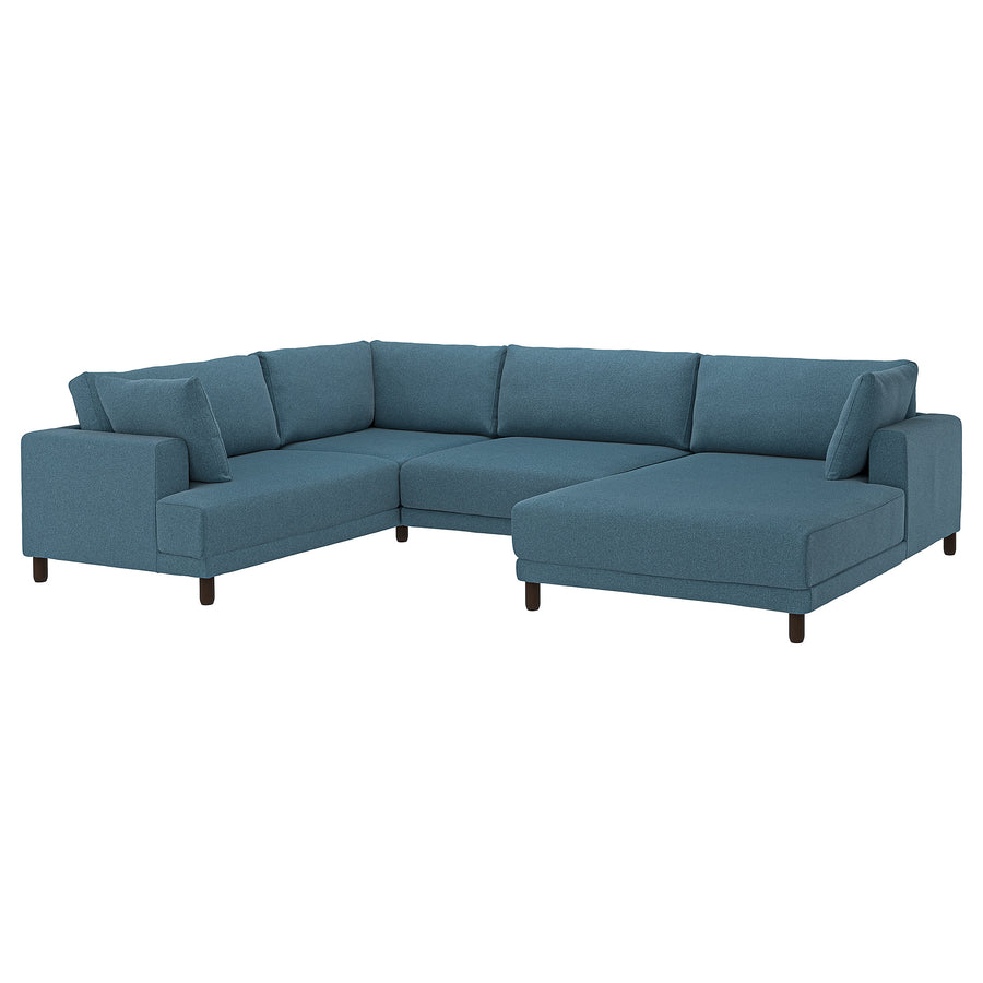 UPPÅKRA u-shaped sofa, 4,5-seat, with chaise longue, right/Axvall dark grey-blue, 342 cm