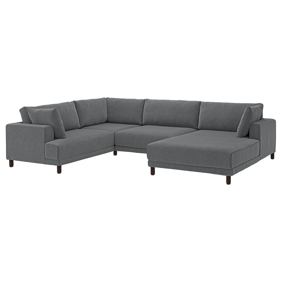 UPPÅKRA u-shaped sofa, 4,5-seat, with chaise longue, right/Johanneshov dark grey, 342 cm