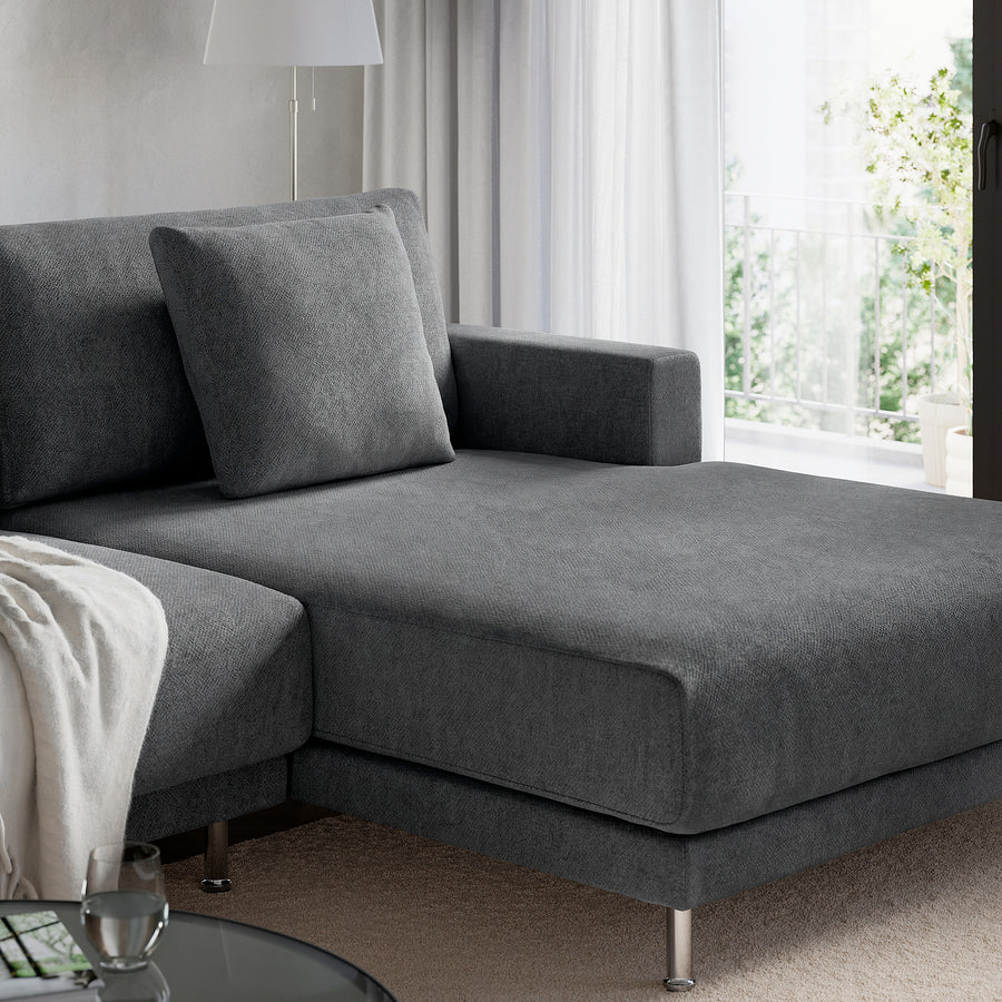 UPPÅKRA u-shaped sofa, 4,5-seat, with chaise longue, right/Johanneshov dark grey, 342 cm
