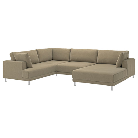 UPPÅKRA u-shaped sofa, 4,5-seat, with chaise longue, right/Johanneshov brown-beige, 342 cm