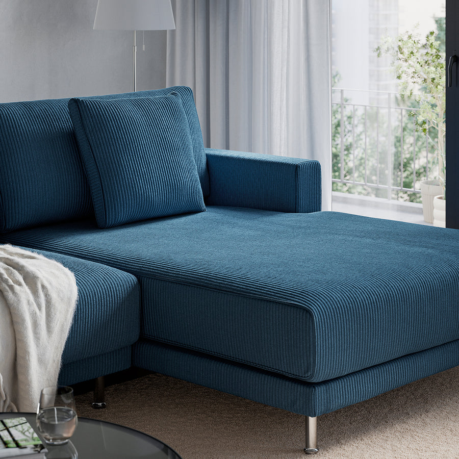 UPPÅKRA u-shaped sofa, 4,5-seat, with chaise longue, right/Samsala dark blue, 342 cm