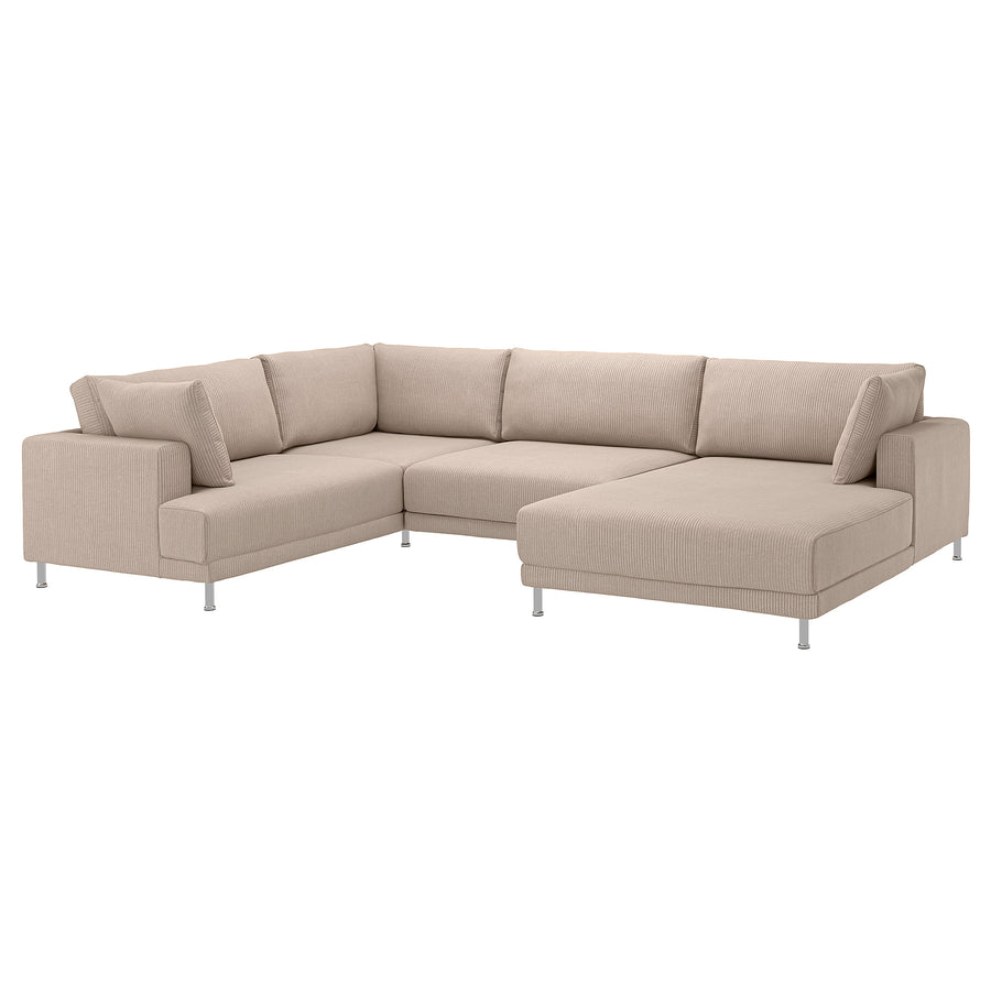 UPPÅKRA u-shaped sofa, 4,5-seat, with chaise longue, right/Samsala grey-beige, 342 cm
