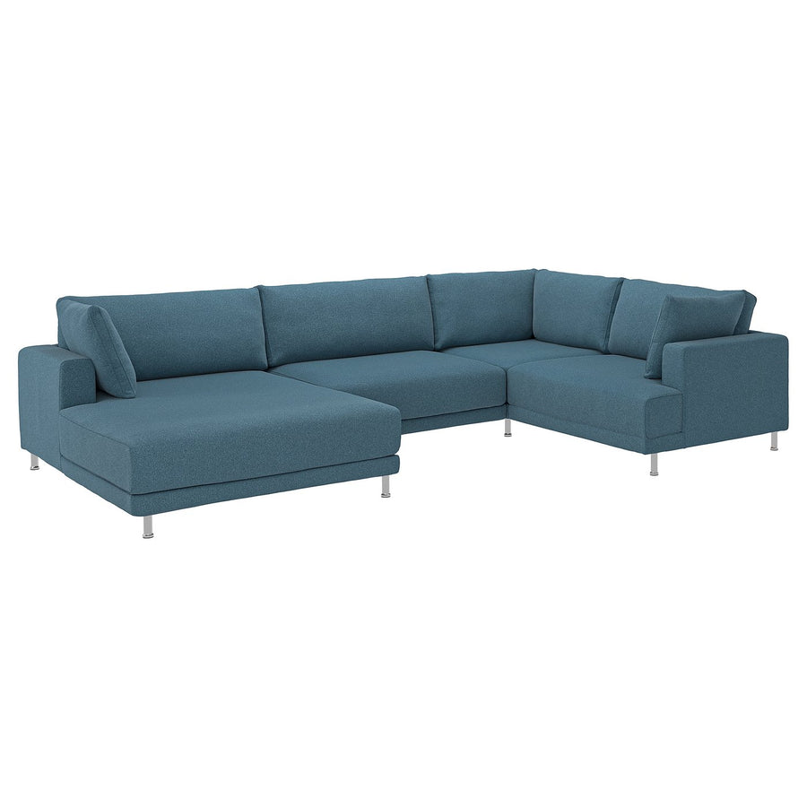 UPPÅKRA u-shaped sofa, 4,5-seat, with chaise longue, left/Axvall dark grey-blue, 342 cm