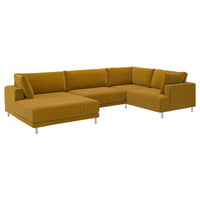 UPPÅKRA u-shaped sofa, 4,5-seat, with chaise longue, left/Samsala yellow-brown, 342 cm