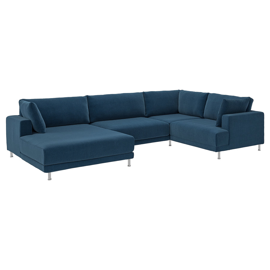 UPPÅKRA u-shaped sofa, 4,5-seat, with chaise longue, left/Samsala dark blue, 342 cm