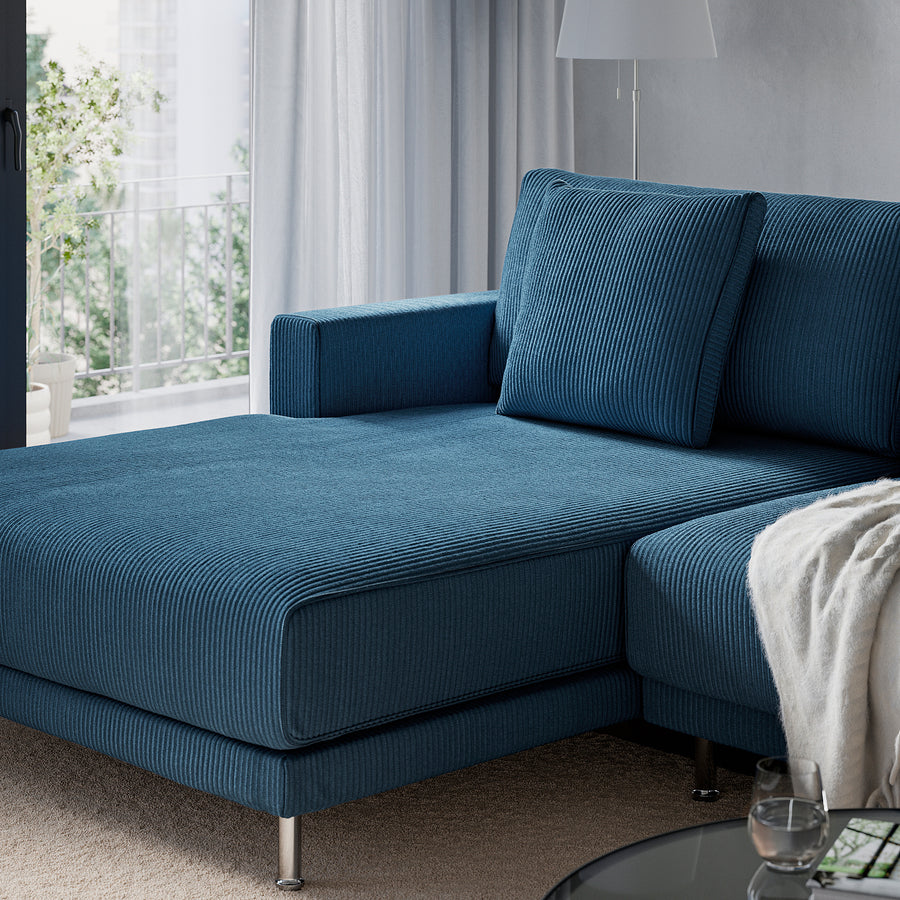 UPPÅKRA u-shaped sofa, 4,5-seat, with chaise longue, left/Samsala dark blue, 342 cm