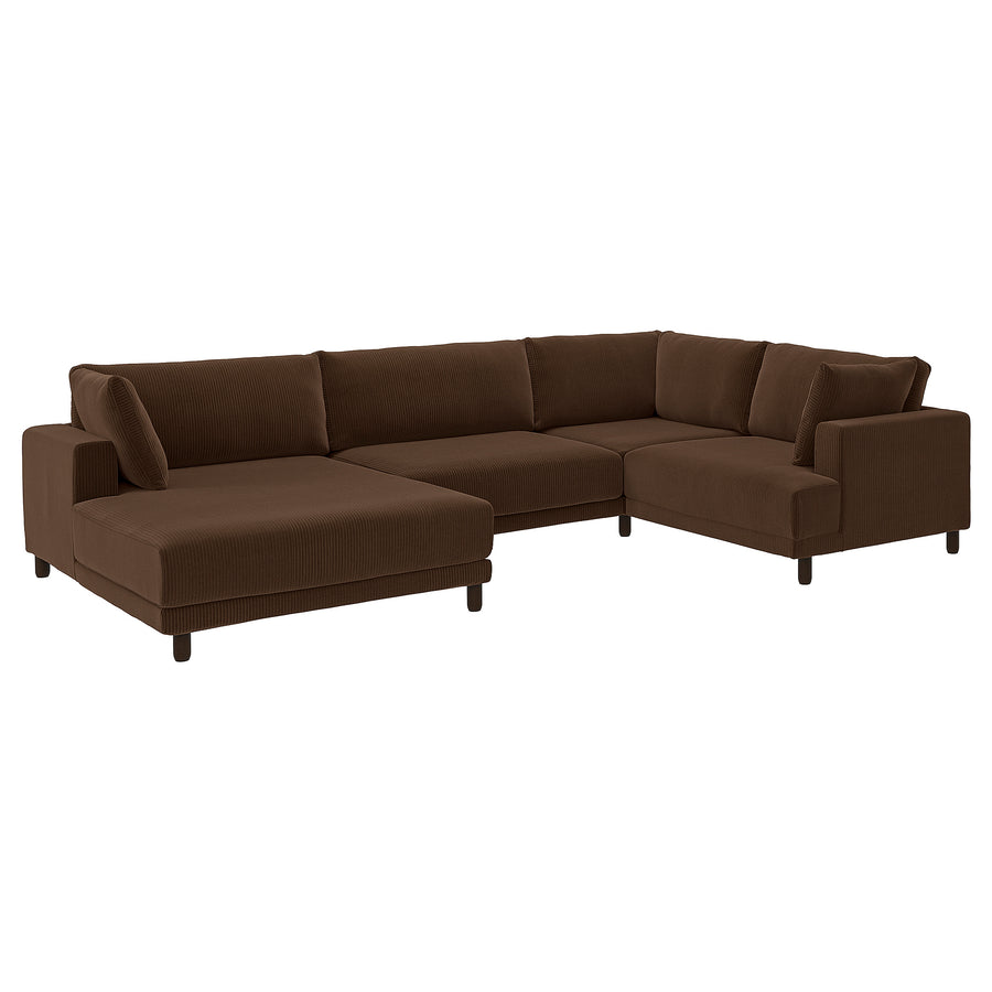 UPPÅKRA u-shaped sofa, 4,5-seat, with chaise longue, left/Samsala dark brown, 342 cm