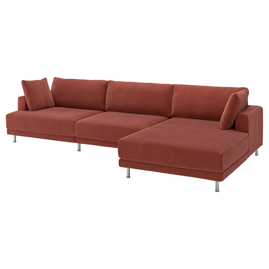 UPPÅKRA 4,5-seat modular sofa, with chaise longue, right/Samsala brown-red, 364x95x180 cm