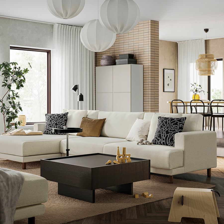UPPÅKRA 4,5-seat modular sofa, with chaise longue, left/Axvall off-white, 364x95x180 cm