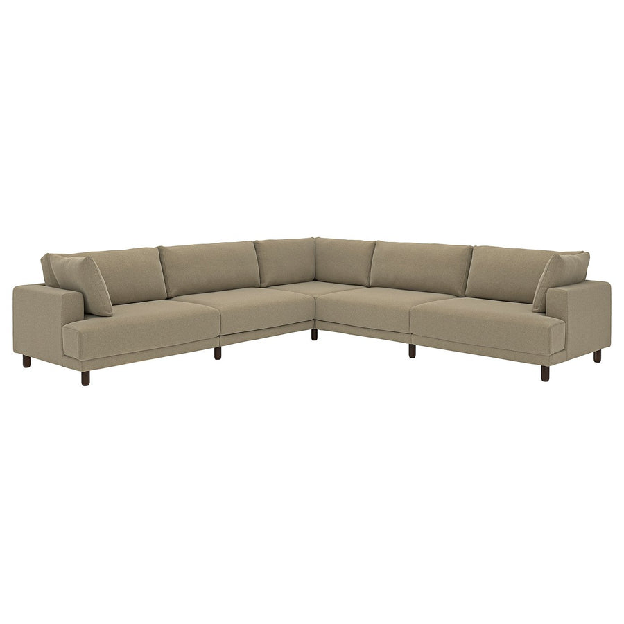 UPPÅKRA modular corner sofa, 6 seat, Johanneshov brown-beige, 342x95 cm