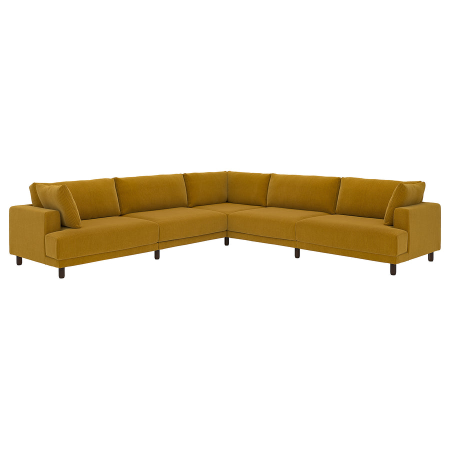 UPPÅKRA modular corner sofa, 6 seat, Samsala yellow-brown, 342x95 cm