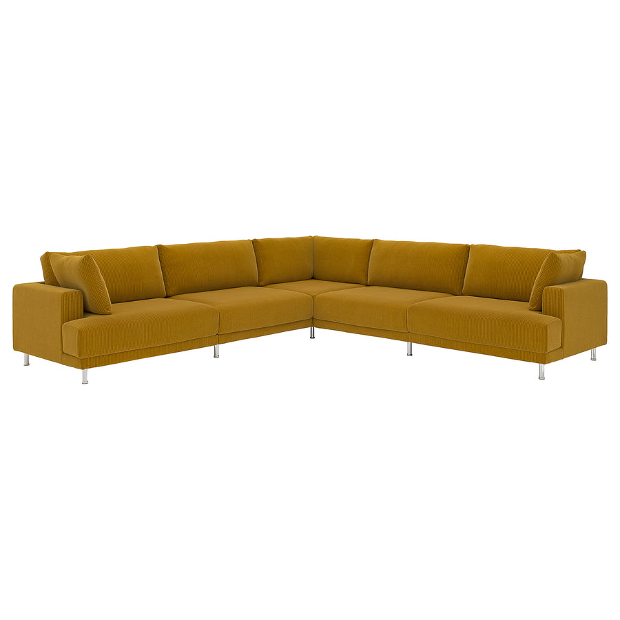 UPPÅKRA modular corner sofa, 6 seat, Samsala yellow-brown, 342x95 cm