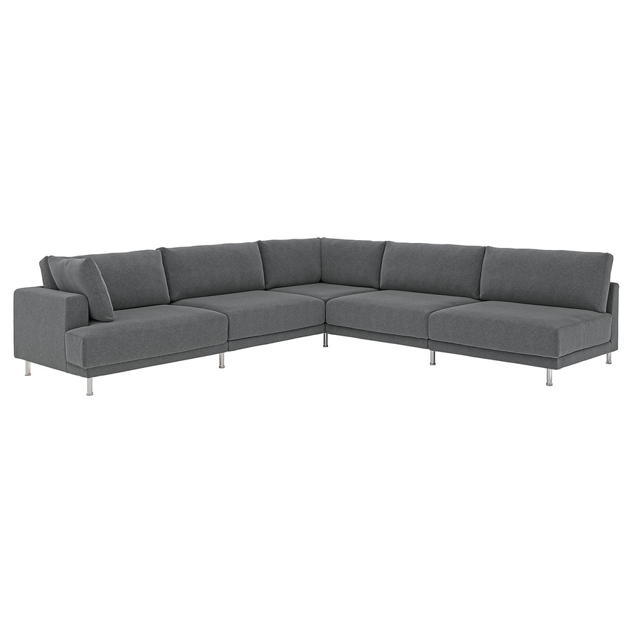 UPPÅKRA modular corner sofa, 6 seat, with open end, right/Johanneshov dark grey