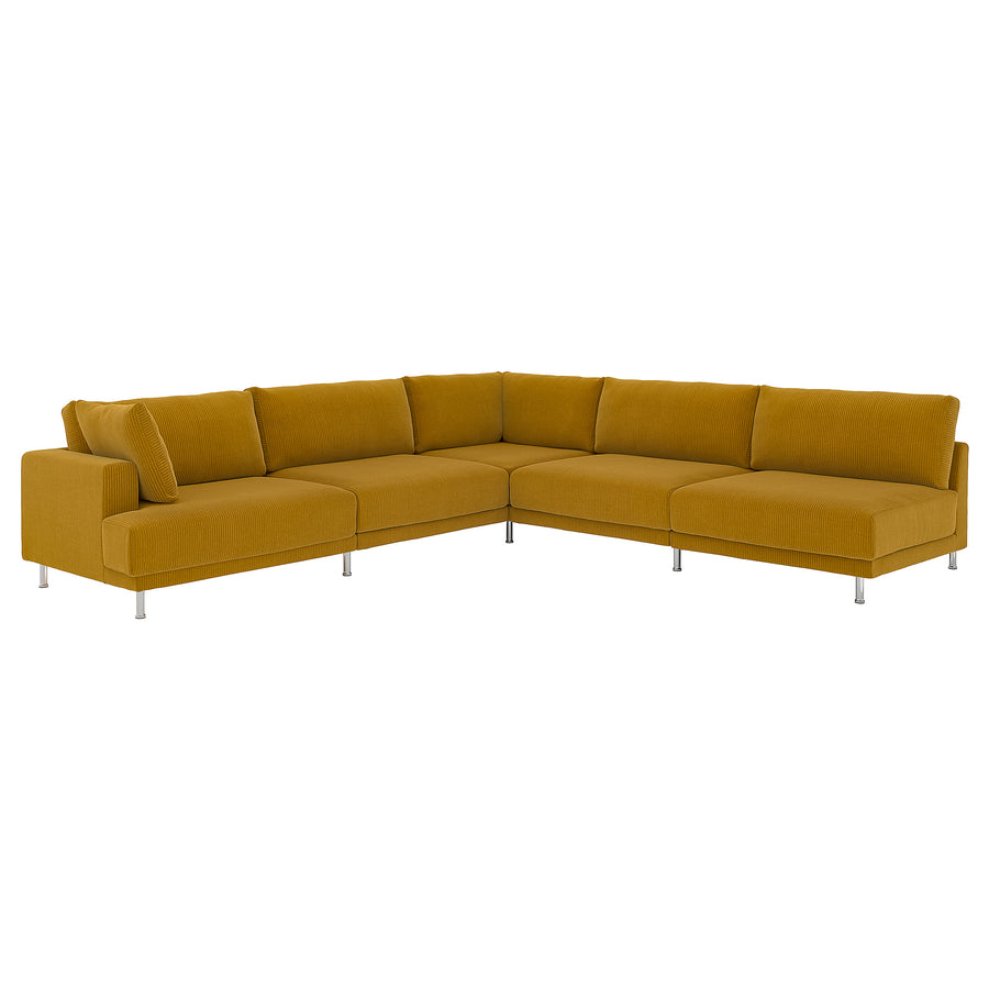 UPPÅKRA modular corner sofa, 6 seat, with open end, right/Samsala yellow-brown, 325x95 cm