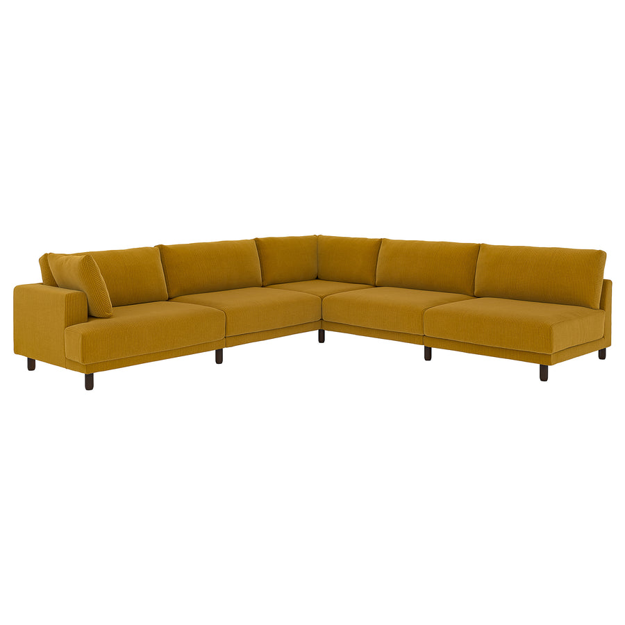 UPPÅKRA modular corner sofa, 6 seat, with open end, right/Samsala yellow-brown, 325x95 cm