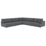 UPPÅKRA modular corner sofa, 6 seat, with open end, left/Johanneshov dark grey, 342x95 cm