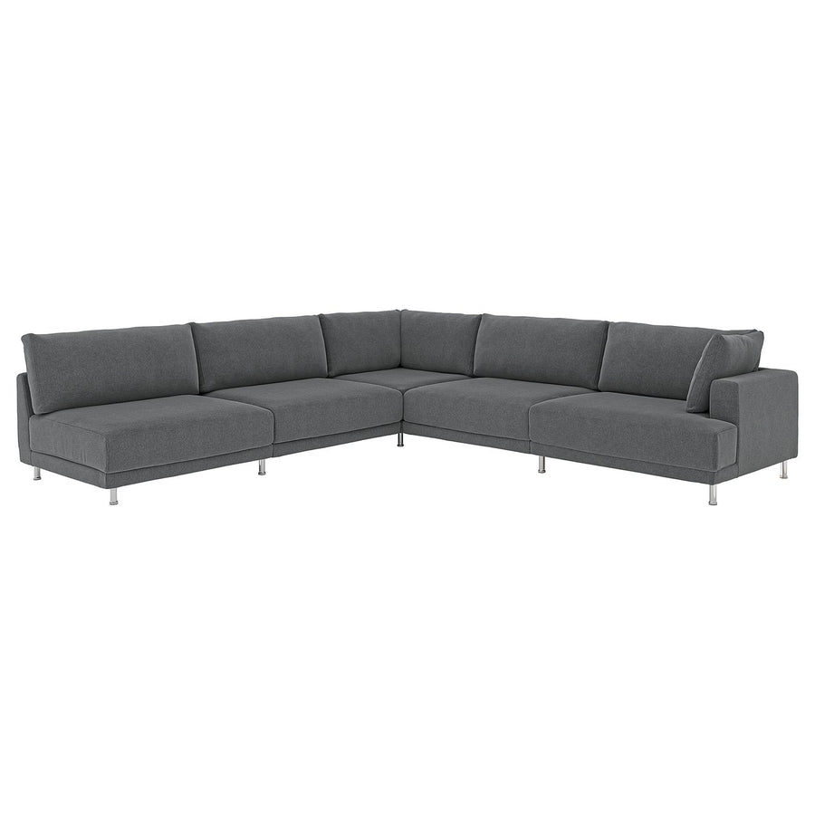 UPPÅKRA modular corner sofa, 6 seat, with open end, left/Johanneshov dark grey, 342x95 cm