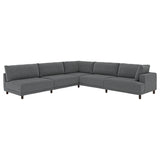 UPPÅKRA modular corner sofa, 6 seat, with open end, left/Johanneshov dark grey, 342x95 cm