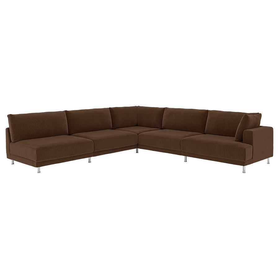 UPPÅKRA modular corner sofa, 6 seat, with open end, left/Samsala dark brown, 342x95 cm