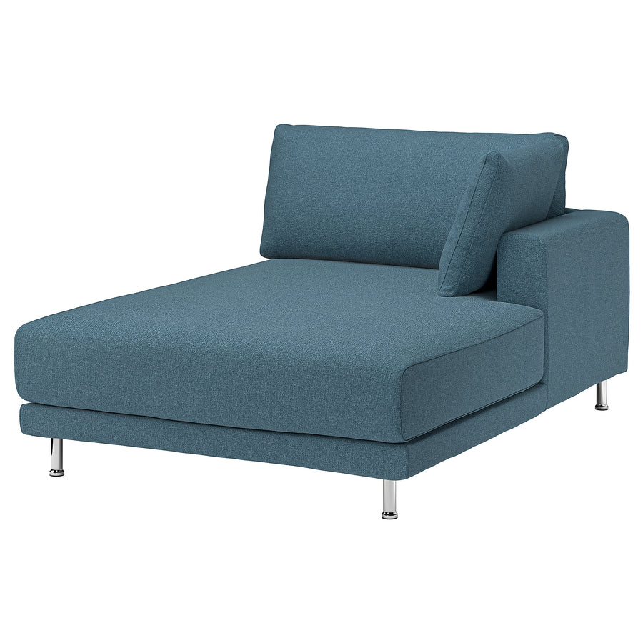 UPPÅKRA chaise longue module, with armrest right/Axvall dark grey-blue, 127x46x180 cm