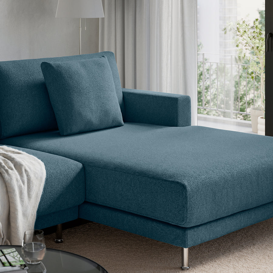 UPPÅKRA chaise longue module, with armrest right/Axvall dark grey-blue, 127x46x180 cm