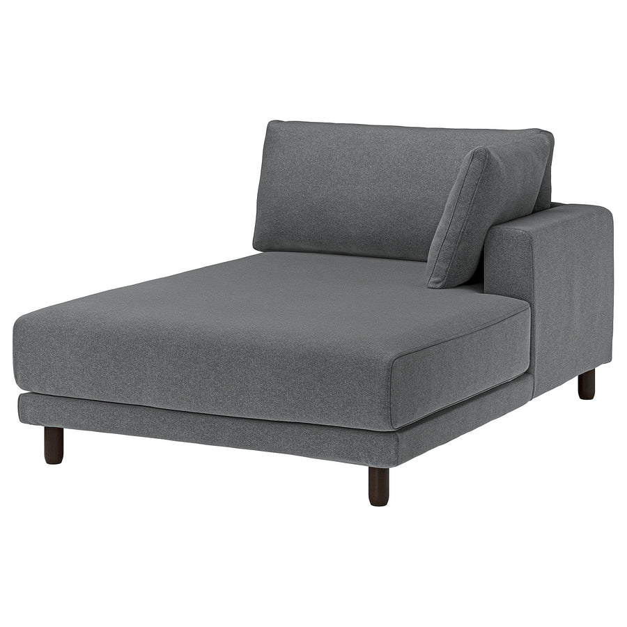 UPPÅKRA chaise longue module, with armrest right/Johanneshov dark grey, 127x95x180 cm