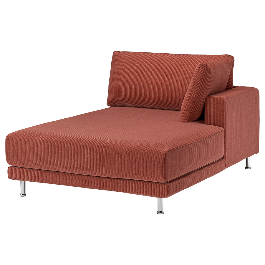 UPPÅKRA chaise longue module, with armrest right/Samsala brown-red, 127x46x180 cm