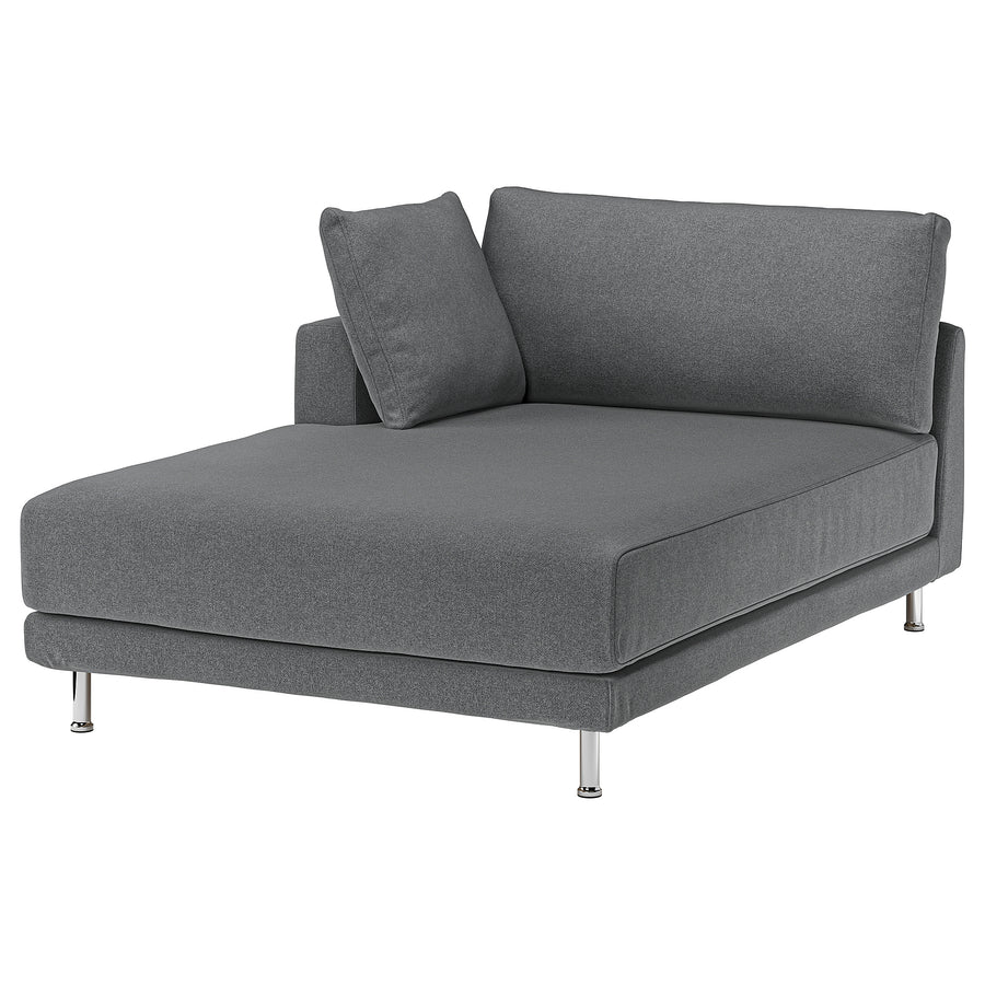 UPPÅKRA chaise longue module, with armrest left/Johanneshov dark grey, 127x46x180 cm