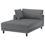 UPPÅKRA chaise longue module, with armrest left/Johanneshov dark grey, 127x95x180 cm