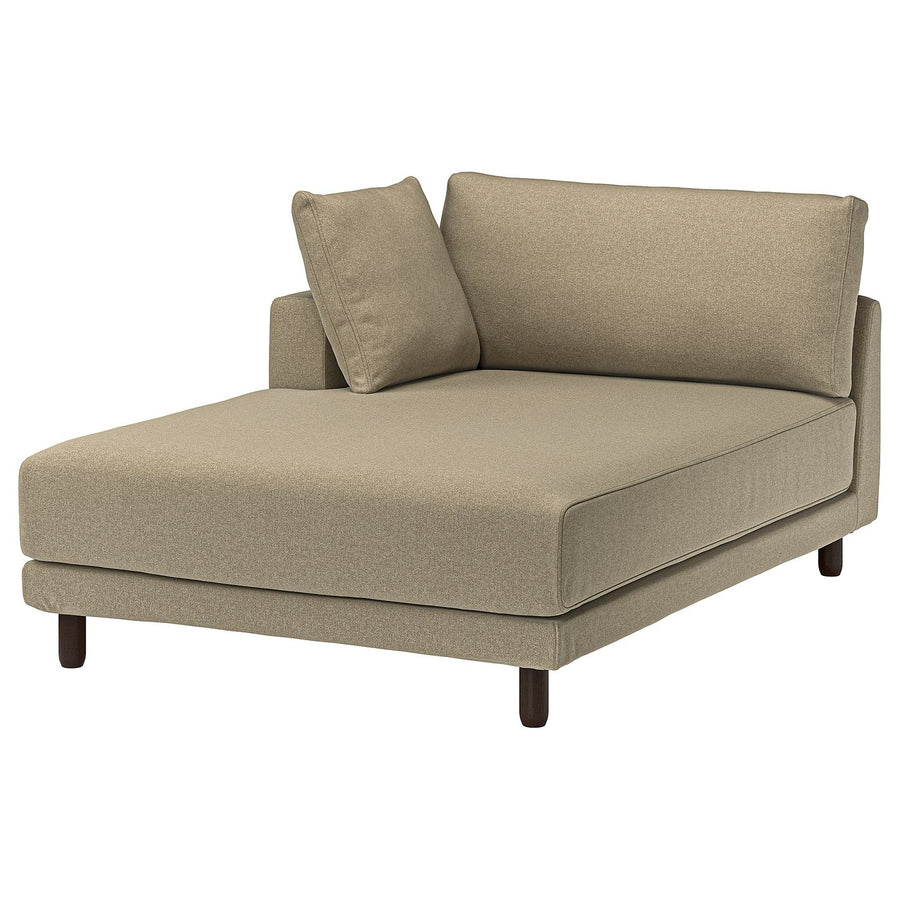 UPPÅKRA chaise longue module, with armrest left/Johanneshov brown-beige, 127x14x180 cm