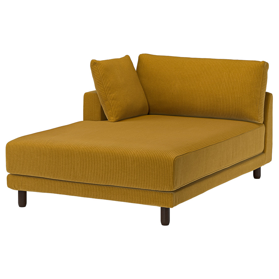 UPPÅKRA chaise longue module, with armrest left/Samsala yellow-brown, 127x95x180 cm