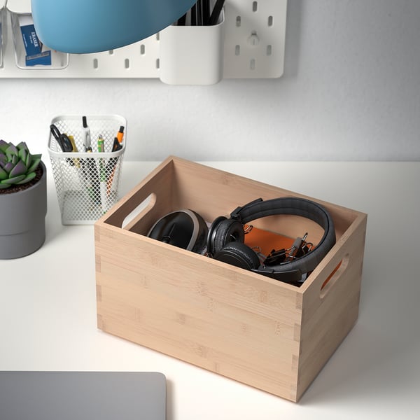 UPPDATERA storage box, light bamboo, 16x24x15 cm