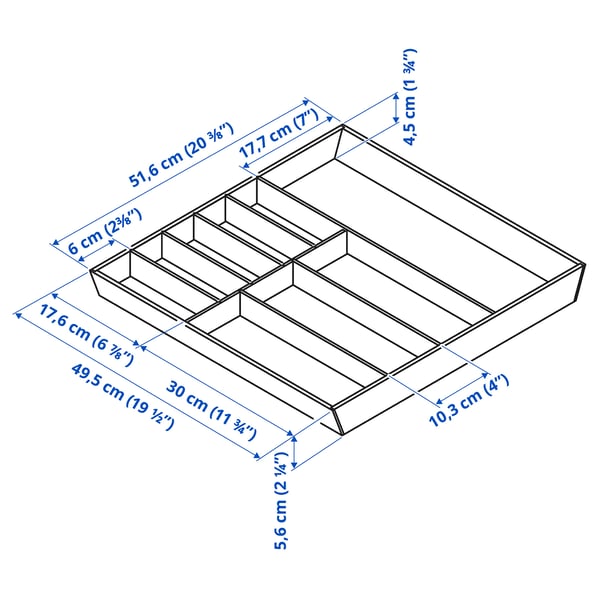 UPPDATERA cutlery tray, light bamboo, 52x50 cm