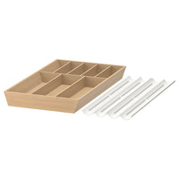 UPPDATERA cutlery tray/spice rack, white/bamboo, 52x50 cm