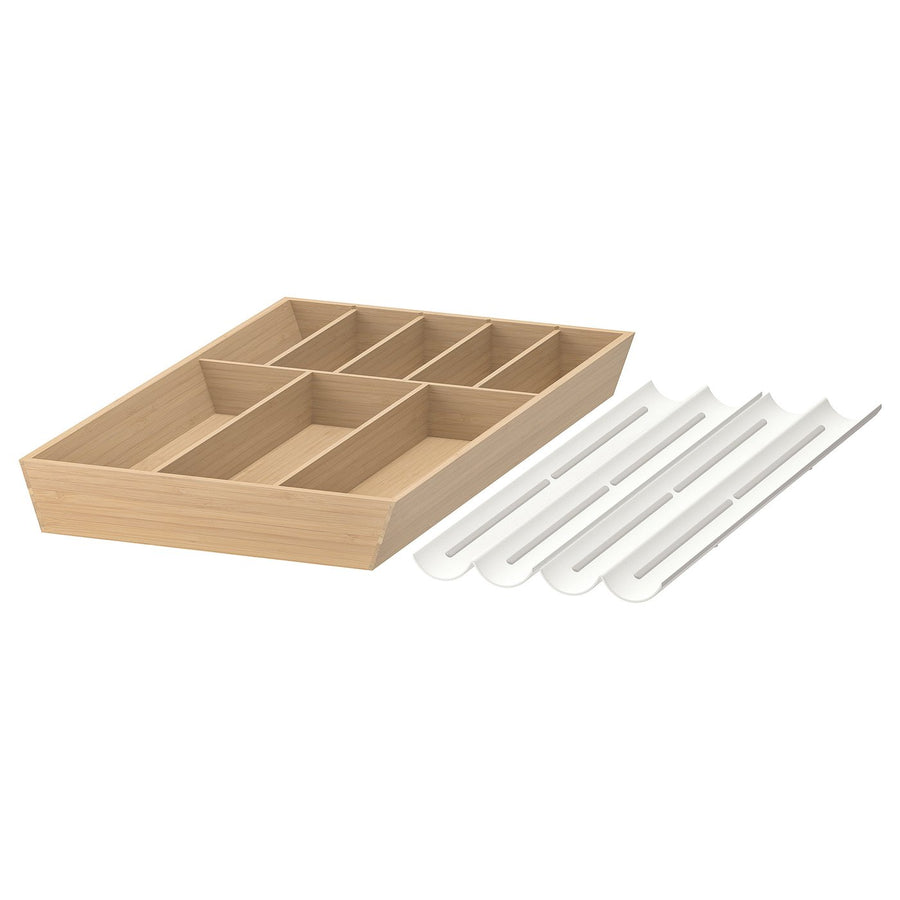 UPPDATERA cutlery tray/spice rack, white/bamboo, 516 mmx56 mmx495 mm cm