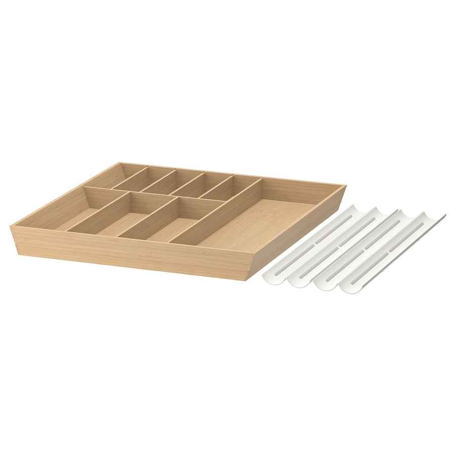 UPPDATERA cutlery tray/spice rack, white/bamboo, 72x50 cm