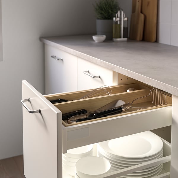 UPPDATERA utensil tray, light bamboo, 10x50 cm