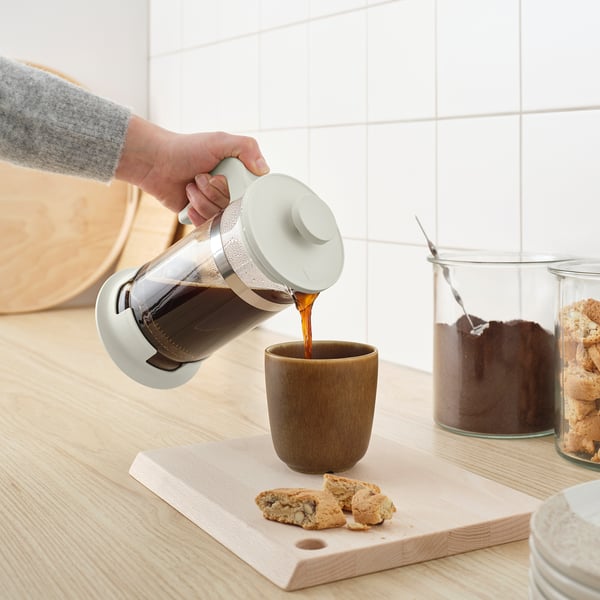 UPPHETTA coffee/tea maker, glass/stainless steel off-white, 1 l