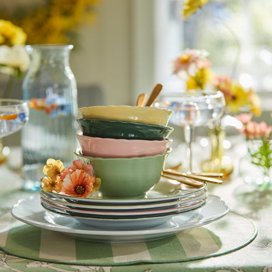 UPPLAGA bowl, light green pink/green yellow, 13 cm, 4 pack