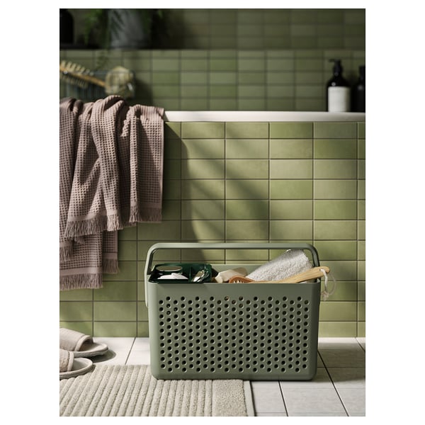 UPPRÄMEN storage basket, grey-green, 35x17x25 cm