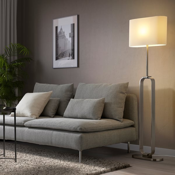 UPPVIND floor lamp, nickel-plated/white, 150 cm