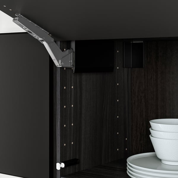 UTRUSTA hinge w push-opener f horizontal dr, black, 80.0x40.0 cm, 2 pack