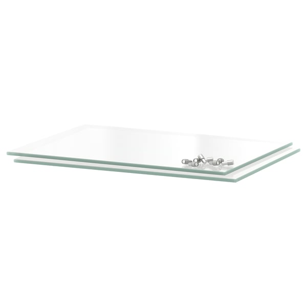 UTRUSTA shelf, glass, 30 cm, 2 pack