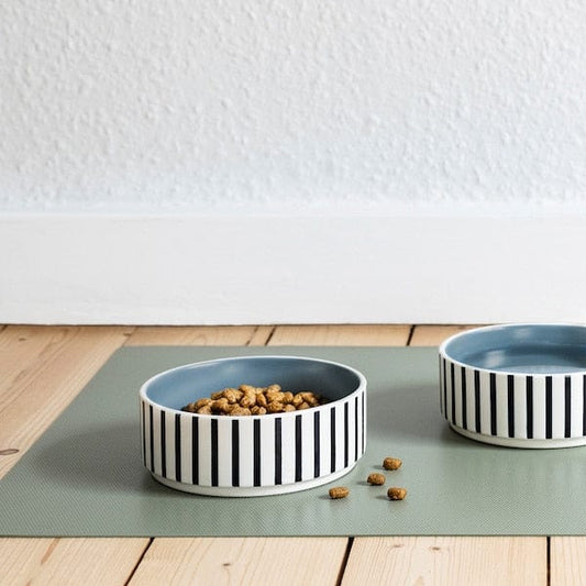 Ikea UTSÅDD - Pet bowl, stripe pattern black-blue/grey-blue, 11 cm