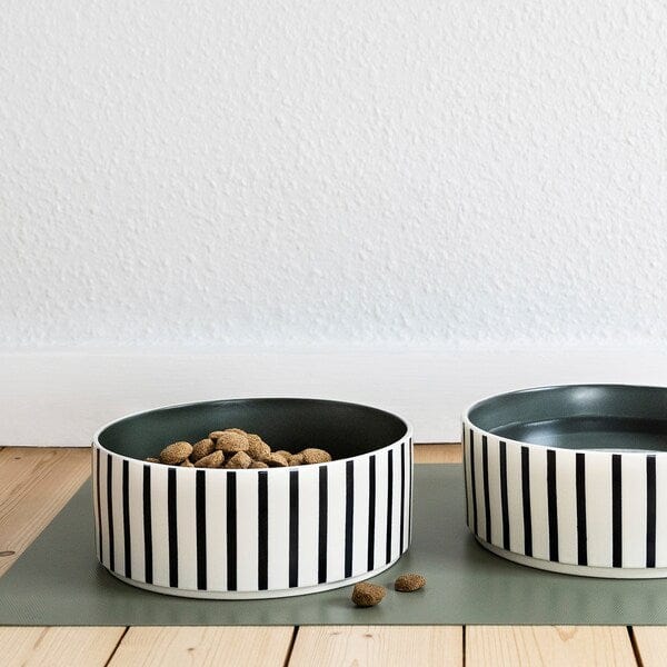 Ikea UTSÅDD - Pet bowl, stripe pattern black-blue/grey-green, 19 cm
