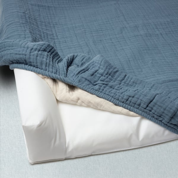 VÄDRA cover for babycare mat, beige/blue, 75x74 cm