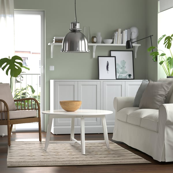 VÄGNÄT rug, flatwoven, off-white grey/handmade, 133x195 cm