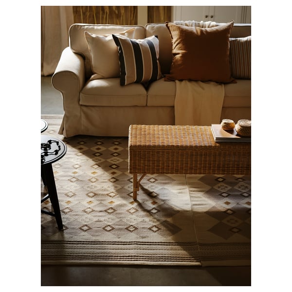 VÄGNÄT rug, flatwoven, off-white grey/handmade, 170x240 cm